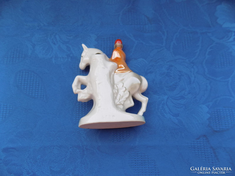 Old foreign German equestrian jockey porcelain figurine violet vase 11 cm (po-1)