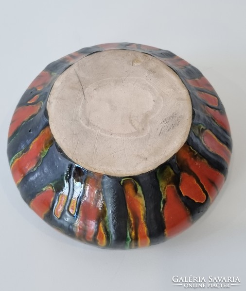 Decorative, glazed handicraft ceramic bowl