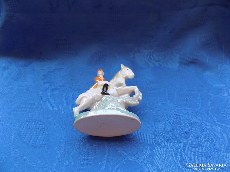 Régi Foreign német lovas zsoké porcelán figurás ibolya váza 11 cm (po-1)