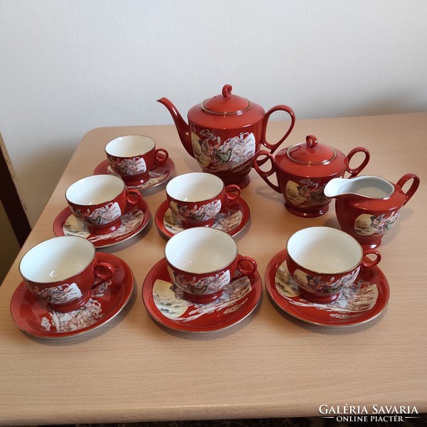 Beautiful iron red Chinese porcelain tea set