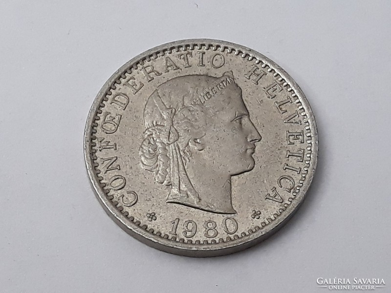 Swiss 20 rappen 1980 coin - Swiss 20 rappen 1980 foreign coin