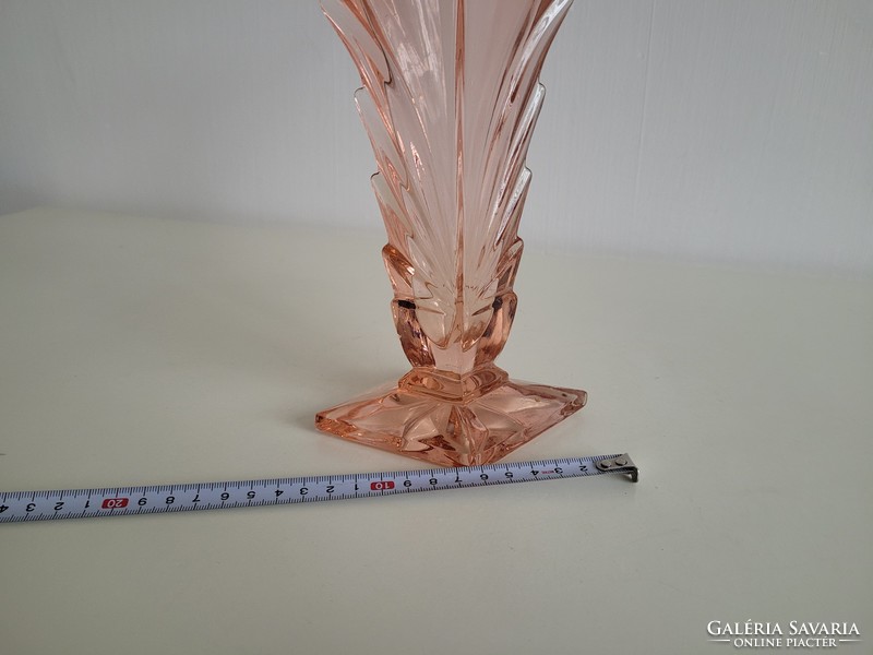 Old brockwitz glass vase art deco pink salmon colored vase decorative vase