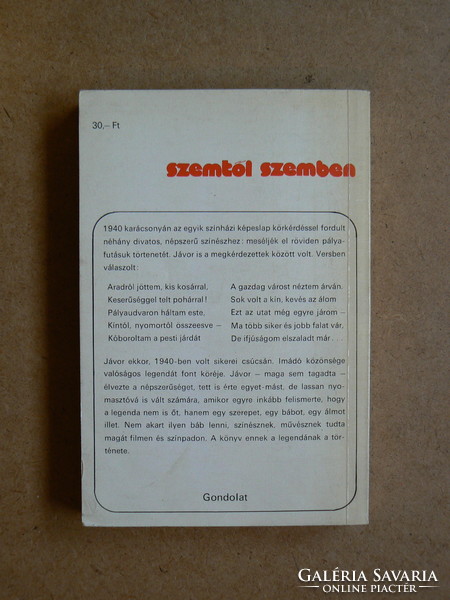 JÁVOR PÁL (SZEMTŐL SZEMBEN), BÁNOS TIBOR 1978, KÖNYV JÓ ÁLLAPOTBAN,