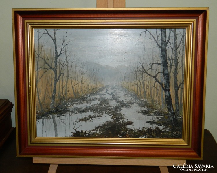 Torjai Pethő Gyula (1931) Vizes út festmény