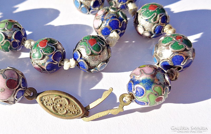 Colorful spherical floral enamel necklace