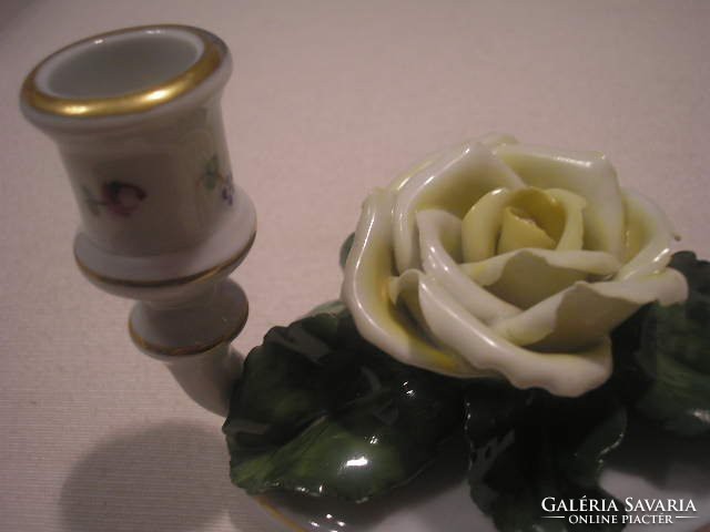 N18 Old Herend shaped jubilee 1839-1949 rare but damaged rose candle holder 12 x 9 cm