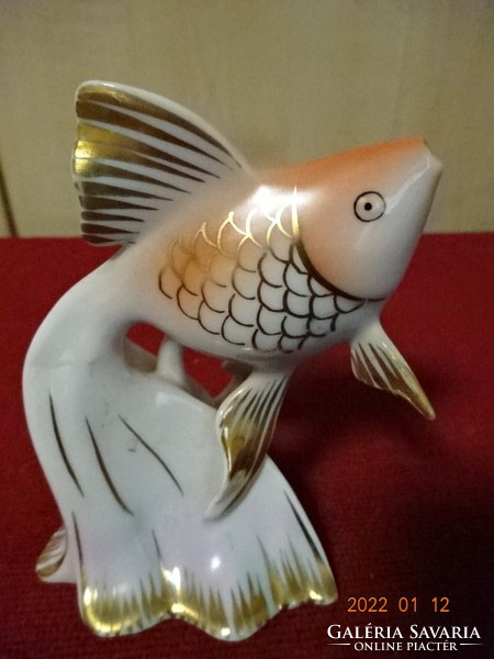 Raven house porcelain goldfish, height 10 cm. He has! Jókai.