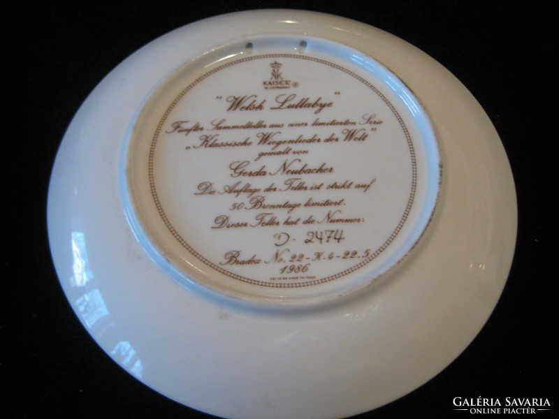Bradex  dísztányér  , / limitált ,számú  /,  szignós     19,5 cm   , Kaiser  porcelánból
