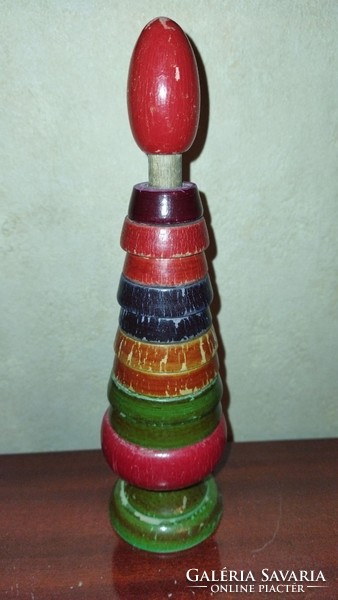 Antique wooden builder toy montessori tower pyramid old toy