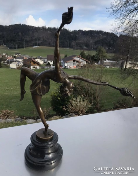 Dancer with torch in hand - bronze statue