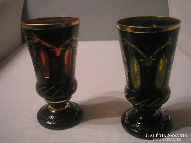 N14 fine Biedermeier polished gilded decorative glasses in wonderful colors, available as a gift