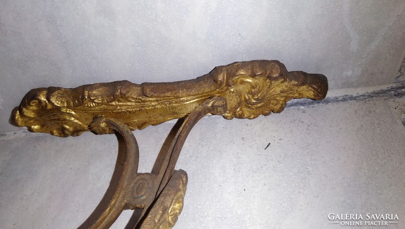 Antique Copper Richly Chiseled Cornice Rod Holder, Towel Holder, Art Nouveau, Baroque, Available in 2 Pairs