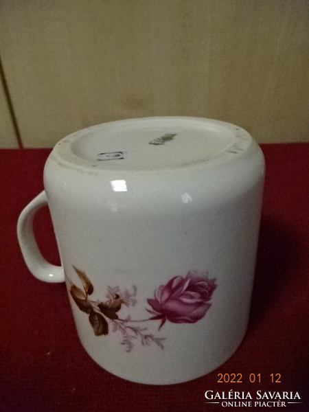 Zsolnay porcelán pohár, antik, rózsa mintás, átmérője 8,5 cm. Vanneki! Jókai.