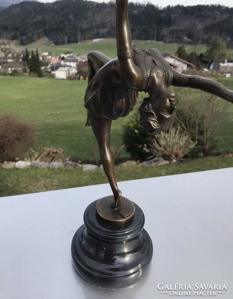 Dancer with torch in hand - bronze statue