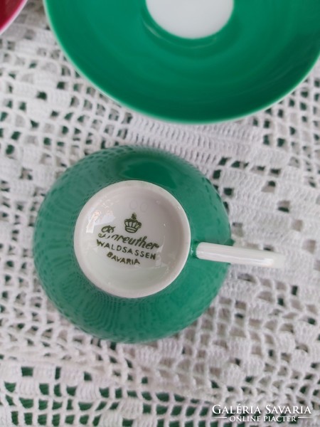 Gyönyörű zöld Bareuther Bavaria kávéscsésze szettek kávés csésze szett, porcelán, Gyűjtői darab