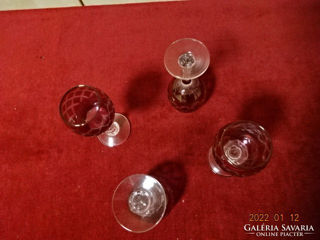 Colored polished glass, glass of liqueur with base, four pieces for sale. He has! Jókai.
