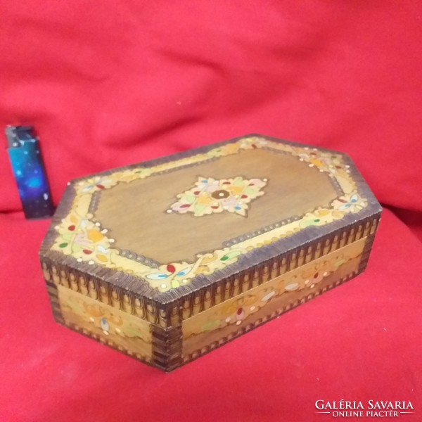 Wooden folk carved box, gift box.