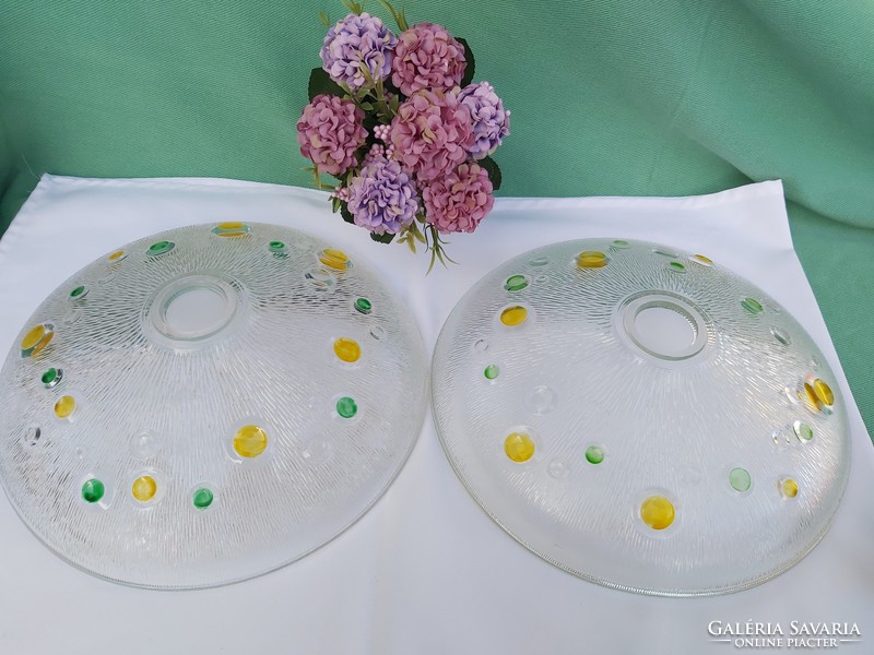 Gyönyörű retro pöttyös üveg tálak üvegtál tál pettyes asztalközép,  gyümölcsös békebeli darab