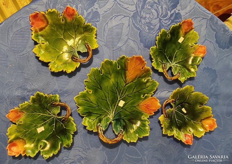 Art Nouveau beautiful antique leaf offering service set of grape leaf rdz, rudolf dietmar znaim