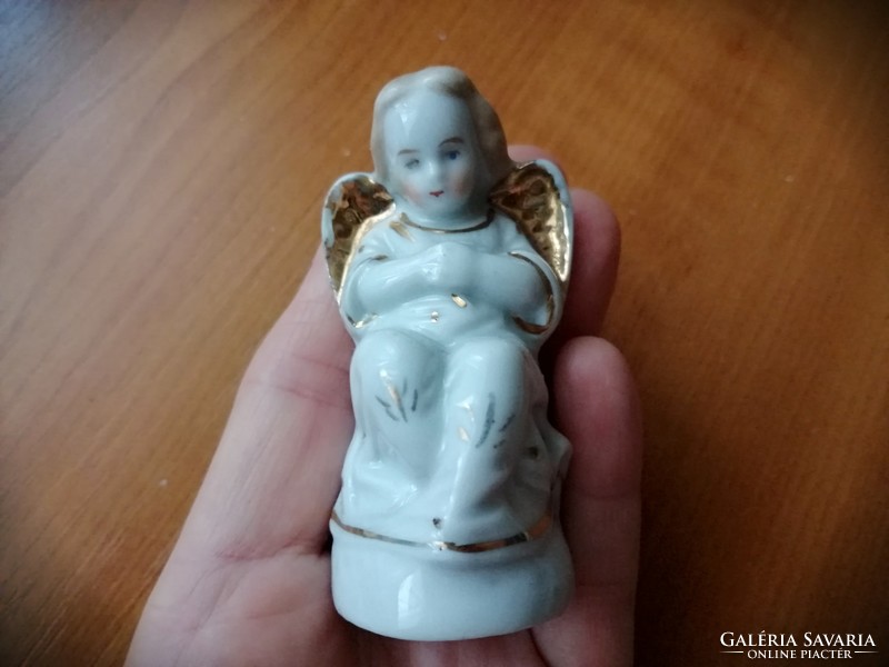 Gyűjtői régi német jelzett porcelán angyal