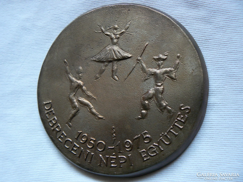 Iván Szabó, Debrecen folk ensemble (1950-1975), large medal (award), marked, bronze