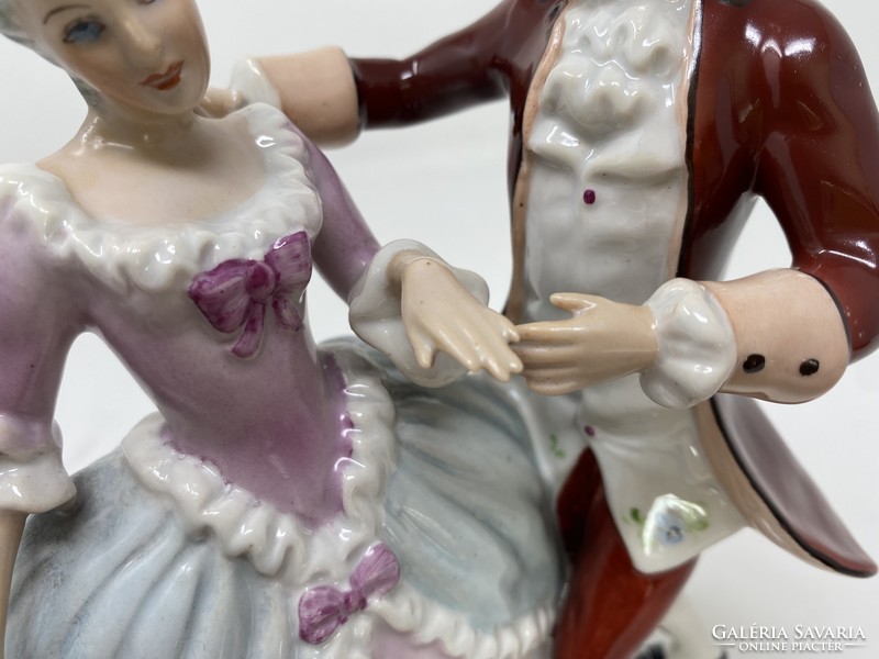 Dancing baroque couple - royal dux porcelain sculpture- cz