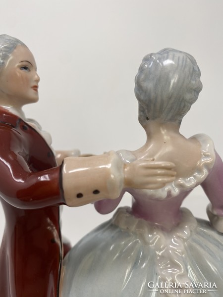 Dancing baroque couple - royal dux porcelain sculpture- cz