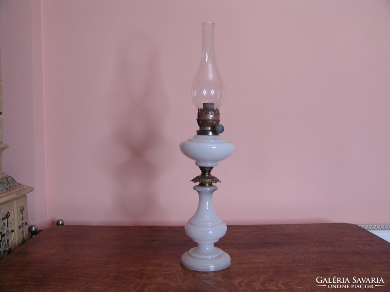 Opal glass kerosene lamp