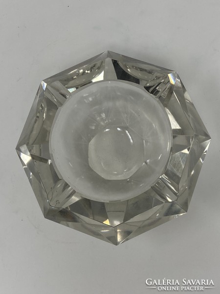 Murano faceted, geometrically cut glass ashtray - flavio poli 1960 - cz