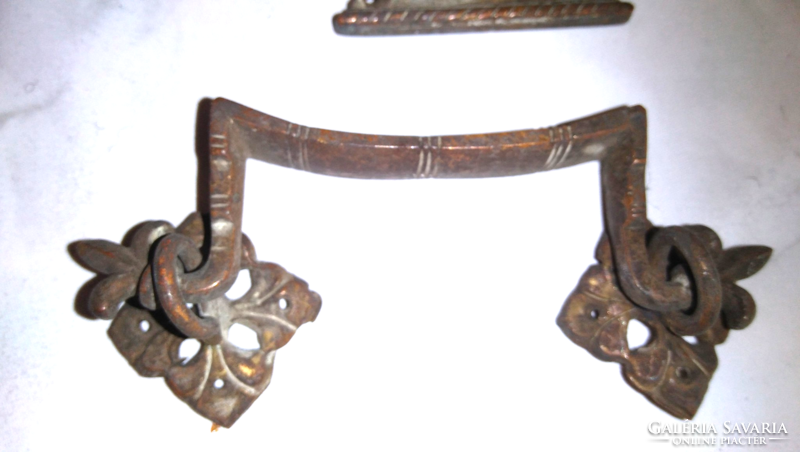 Antique copper 1 piece lock with lock, 2 drawers with copper lily, good for furniture renovation or creative purposes