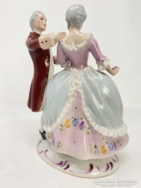 Dancing baroque couple - royal dux porcelain sculpture- cz