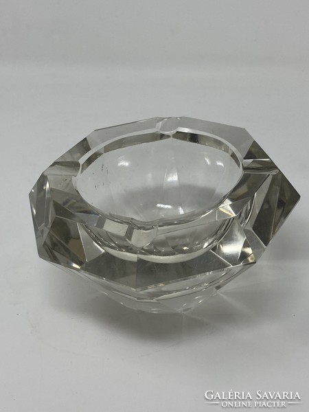 Murano faceted, geometrically cut glass ashtray - flavio poli 1960 - cz