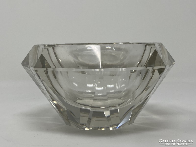 Murano faceted, geometrically cut glass ashtray - flavio poli 1960 - cz