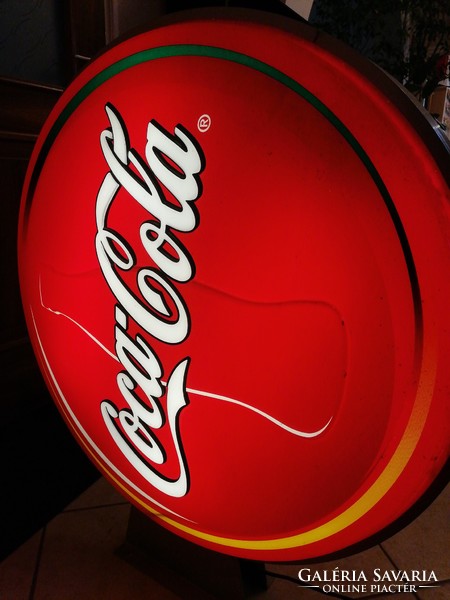 Loft lakásba! Nagyméretű Coca Cola világító reklámtábla, átmérője 85 cm, szép működik!