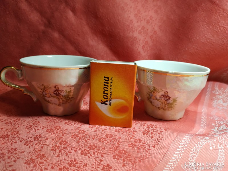 Eosin, genre scene porcelain cup, 2 pcs