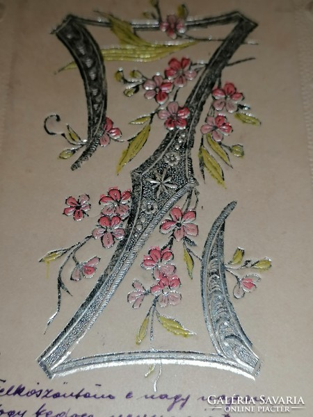 1904-es rendkívüli szépségű, dombornyomott iniciálé S betű üdvözlőlap 97.