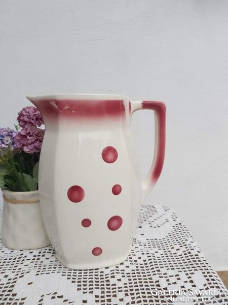 Granite rare polka dot spotted jug, nostalgia piece, peasant village decoration