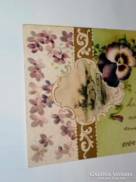 1901 Extraordinary Beauty, Embossed Violet, Pansies Greeting Card 90.