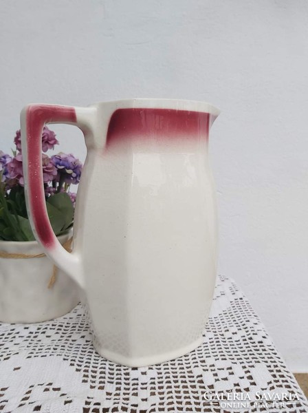 Granite rare polka dot spotted jug, nostalgia piece, peasant village decoration