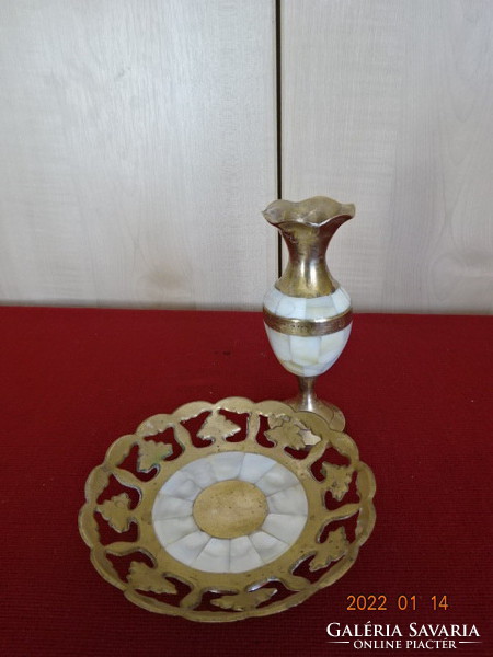 Copper candle holder and vase with mother of pearl insert. He has! Jókai.