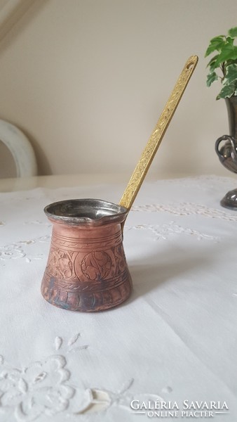 Ornate tinned copper coffee pourer