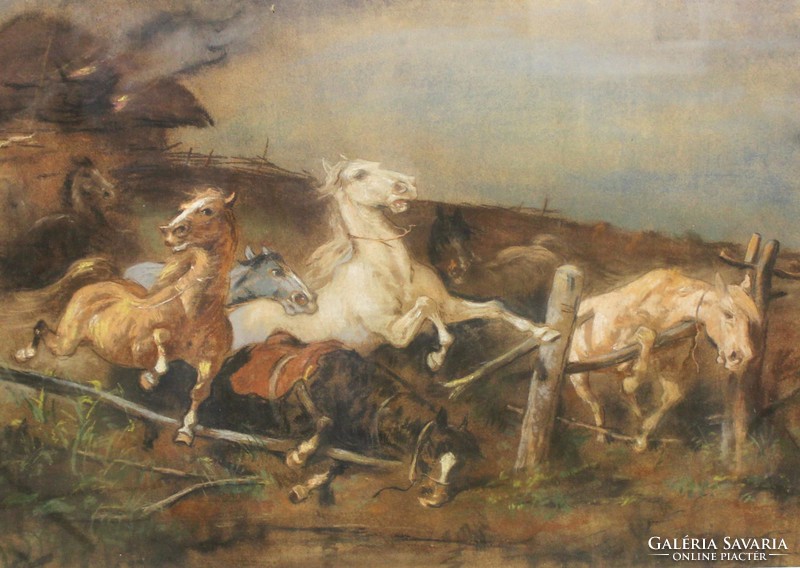 The frightened horses