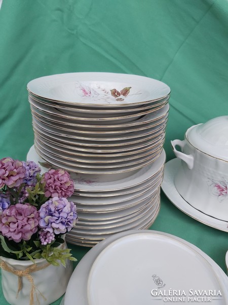 Beautiful 12 person apulum tableware floral set plate steak soup bowl nostalgia