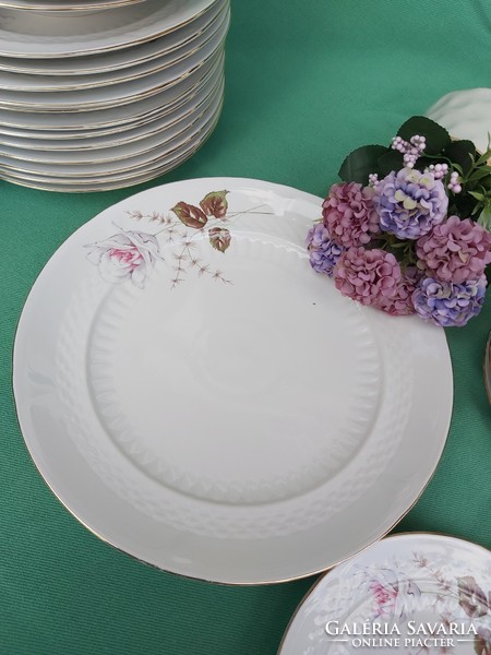 Beautiful 12 person apulum tableware floral set plate steak soup bowl nostalgia