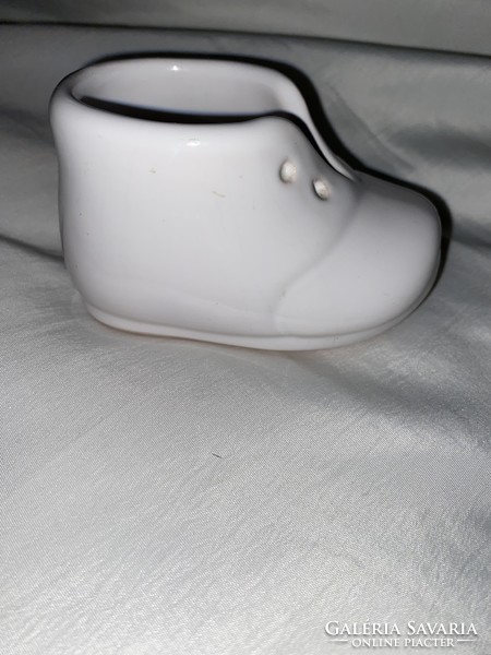 White retro small porcelain or ceramic boots shoes about 8x5 cm