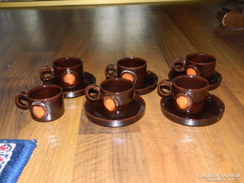Kovács Éva art deco kerámia kávés csésze készlet