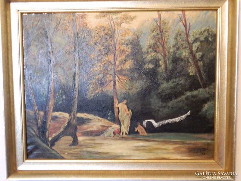Bathers - quality marked oil / canvas painting