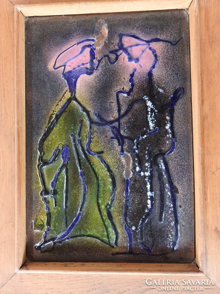 Strange couple - abstract fire enamel image