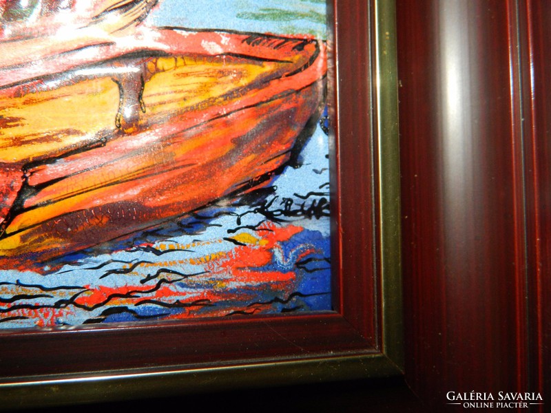 Kolláth Erzsébet - Csónakok : tűzzománc kép