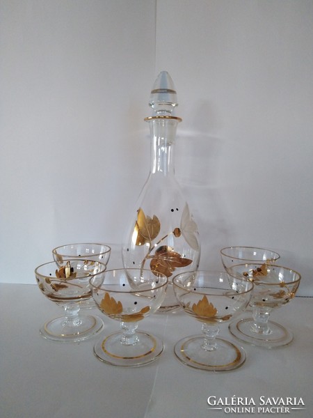 Hand-painted glass liqueur set from the 50s / 60s